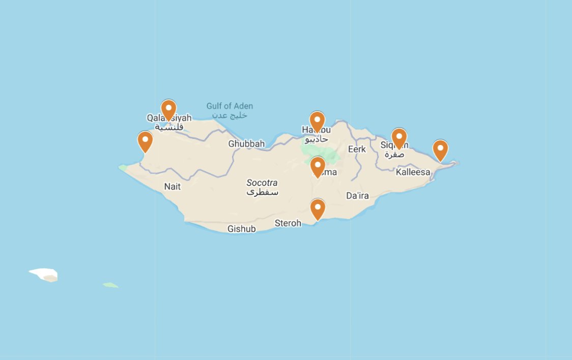 Socotra tour route map