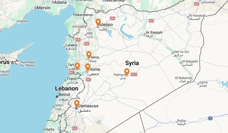 Syria tour route map